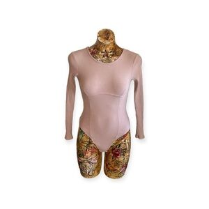 Princess Polly top bodysuit Size 6 small beige brown loose thread